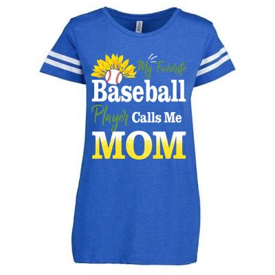 My Favorite Baseball Player Calls Me Mom Baseball Sunflower Gift Enza Ladies Jersey Football T-Shirt