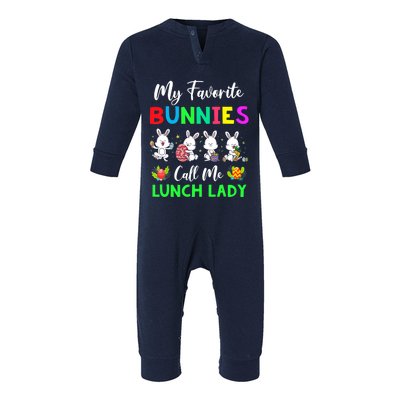 My Favorite Bunnies Call Me Lunch Lady Funny Easter Day Infant Fleece One Piece