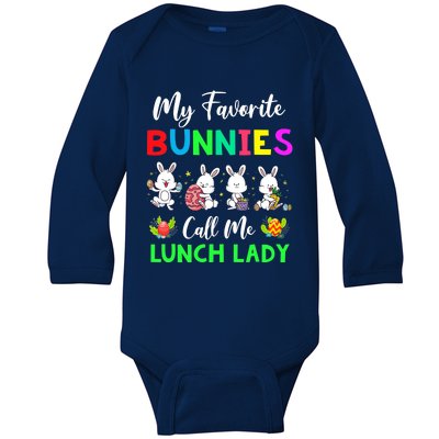 My Favorite Bunnies Call Me Lunch Lady Funny Easter Day Baby Long Sleeve Bodysuit