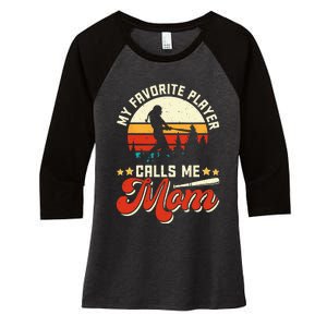 My Favorite Baseball Player Calls Me Mom Mothers Day Women's Tri-Blend 3/4-Sleeve Raglan Shirt