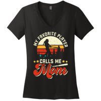 My Favorite Baseball Player Calls Me Mom Mothers Day Women's V-Neck T-Shirt