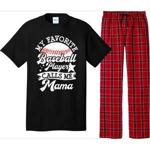 My Favorite Baseball Player Calls Me Mama Baseball Mom Pajama Set