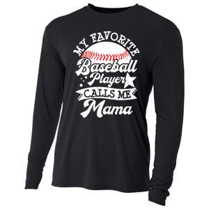 My Favorite Baseball Player Calls Me Mama Baseball Mom Cooling Performance Long Sleeve Crew