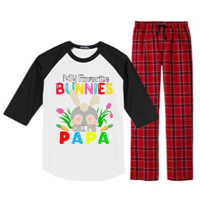 My Favorite Bunnies Call Me Papa Funny Easter Grand Dad Funny Gift Raglan Sleeve Pajama Set