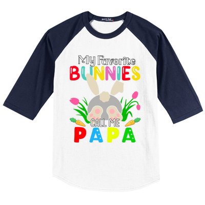 My Favorite Bunnies Call Me Papa Funny Easter Grand Dad Funny Gift Baseball Sleeve Shirt