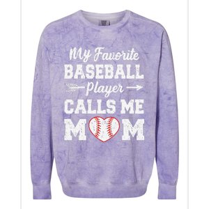 My Favorite Baseball Player Calls Me Mom Mother's Day Colorblast Crewneck Sweatshirt