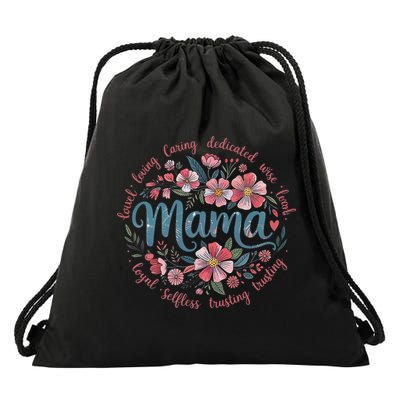 Mama Floral Boho Style She Is Mom Mothers Day Drawstring Bag