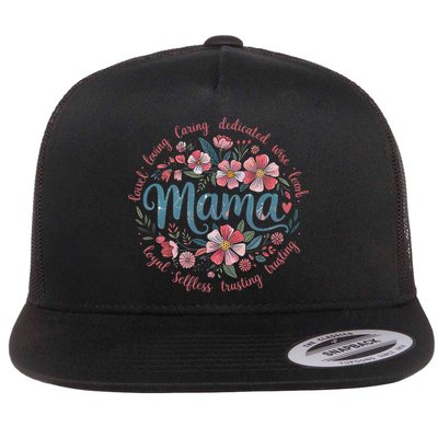 Mama Floral Boho Style She Is Mom Mothers Day Flat Bill Trucker Hat