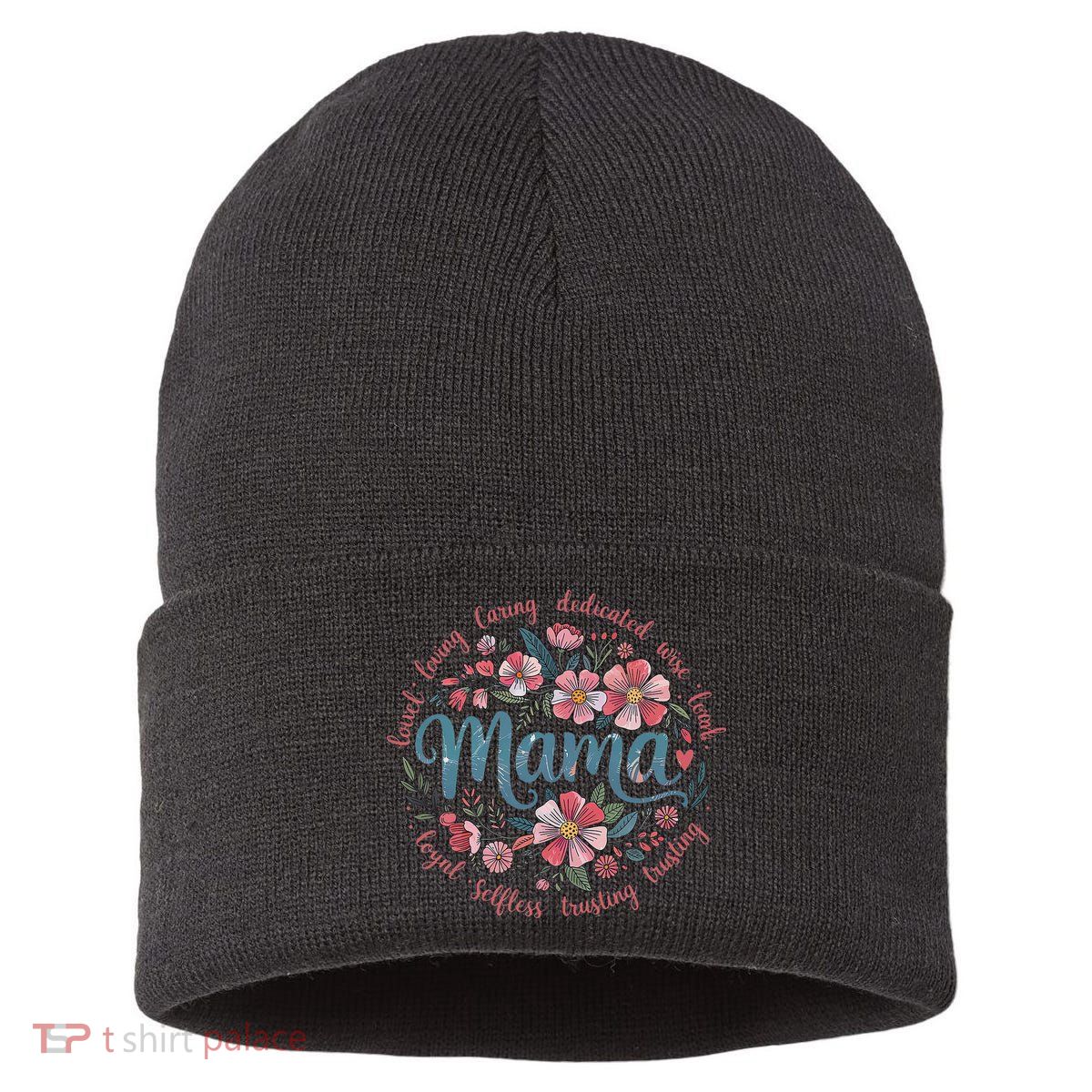 Mama Floral Boho Style She Is Mom Mothers Day Sustainable Knit Beanie