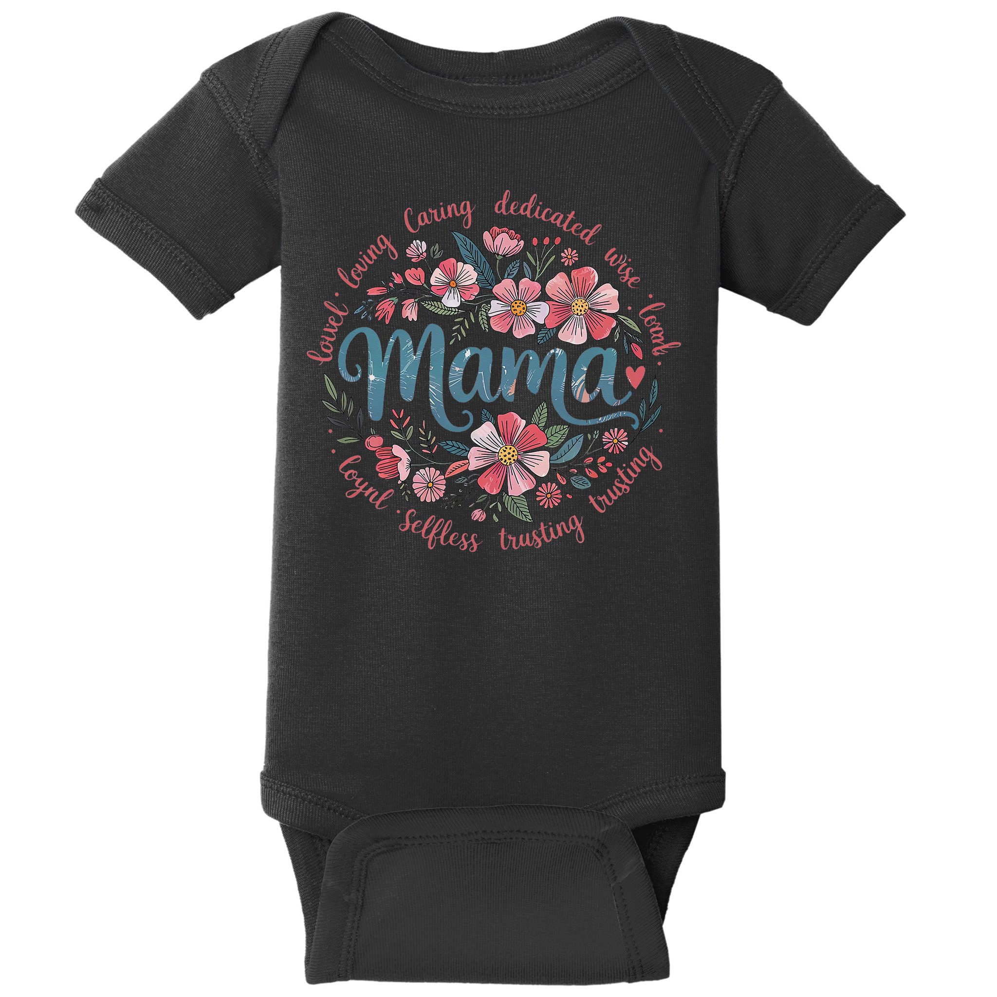 Mama Floral Boho Style She Is Mom Mothers Day Baby Bodysuit