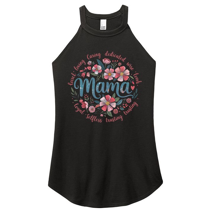 Mama Floral Boho Style She Is Mom Mothers Day Women's Perfect Tri Rocker Tank