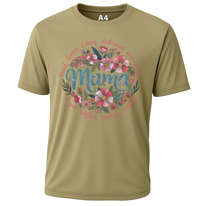 Mama Floral Boho Style She Is Mom Mothers Day Cooling Performance Crew T-Shirt