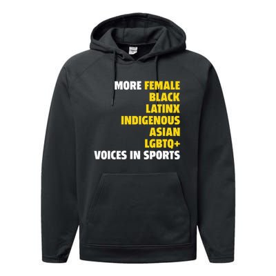 More Female Black Latinx Indigenous Lgbtq Voices In Sports Performance Fleece Hoodie