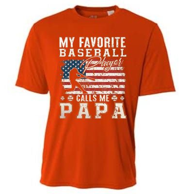 My Favorite Baseball Player Calls Me Papa American Flag Cooling Performance Crew T-Shirt