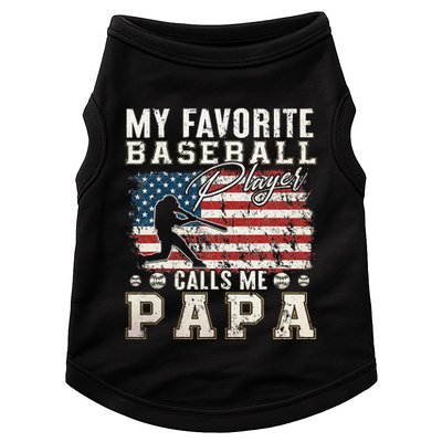 My Favorite Baseball Player Calls Me Papa American Flag Doggie Tank