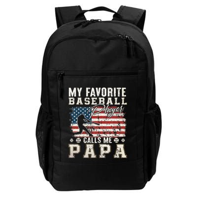 My Favorite Baseball Player Calls Me Papa American Flag Backpack