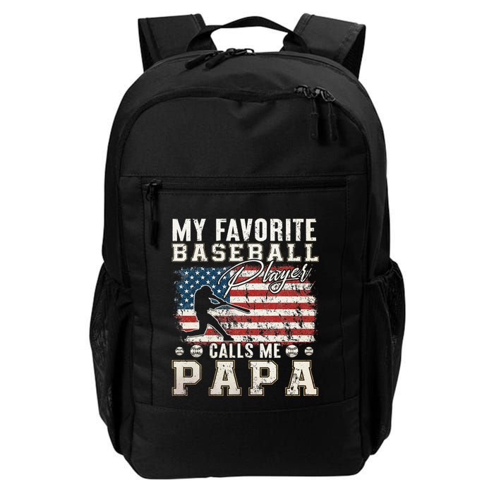 My Favorite Baseball Player Calls Me Papa American Flag Backpack