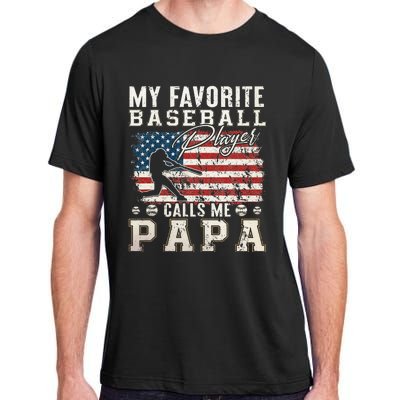 My Favorite Baseball Player Calls Me Papa American Flag Adult ChromaSoft Performance T-Shirt