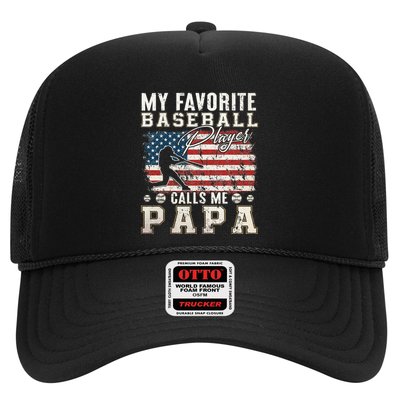 My Favorite Baseball Player Calls Me Papa American Flag Trucker Hat