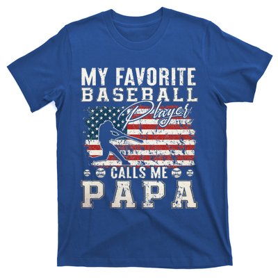 My Favorite Baseball Player Calls Me Papa American Flag T-Shirt