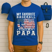 My Favorite Baseball Player Calls Me Papa American Flag T-Shirt