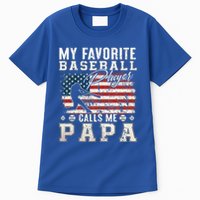 My Favorite Baseball Player Calls Me Papa American Flag Tall T-Shirt