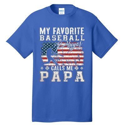 My Favorite Baseball Player Calls Me Papa American Flag Tall T-Shirt