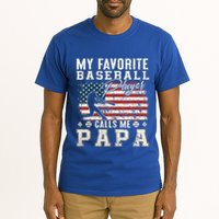 My Favorite Baseball Player Calls Me Papa American Flag Tall T-Shirt