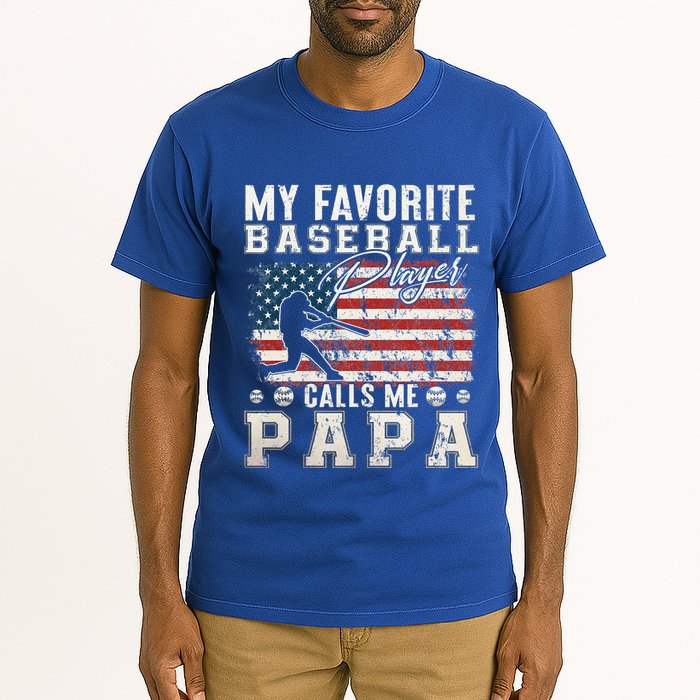 My Favorite Baseball Player Calls Me Papa American Flag Tall T-Shirt