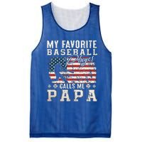 My Favorite Baseball Player Calls Me Papa American Flag Mesh Reversible Basketball Jersey Tank