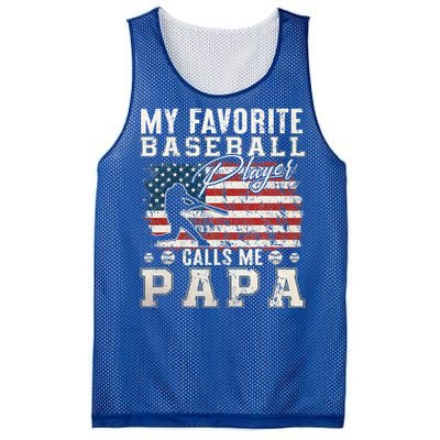 My Favorite Baseball Player Calls Me Papa American Flag Mesh Reversible Basketball Jersey Tank