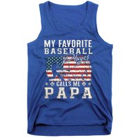 My Favorite Baseball Player Calls Me Papa American Flag Tank Top