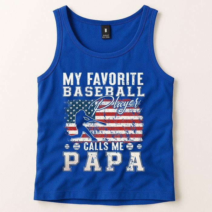 My Favorite Baseball Player Calls Me Papa American Flag Tank Top