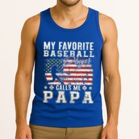 My Favorite Baseball Player Calls Me Papa American Flag Tank Top