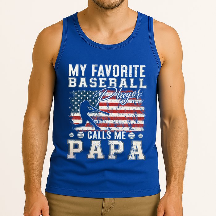 My Favorite Baseball Player Calls Me Papa American Flag Tank Top