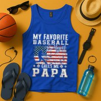 My Favorite Baseball Player Calls Me Papa American Flag Tank Top