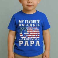 My Favorite Baseball Player Calls Me Papa American Flag Toddler T-Shirt