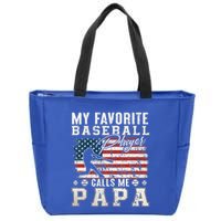 My Favorite Baseball Player Calls Me Papa American Flag Zip Tote Bag