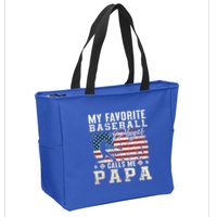My Favorite Baseball Player Calls Me Papa American Flag Zip Tote Bag