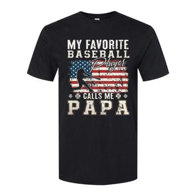 My Favorite Baseball Player Calls Me Papa American Flag Softstyle CVC T-Shirt