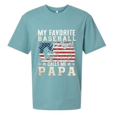 My Favorite Baseball Player Calls Me Papa American Flag Sueded Cloud Jersey T-Shirt