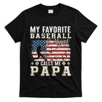 My Favorite Baseball Player Calls Me Papa American Flag T-Shirt