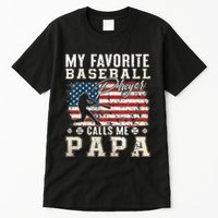 My Favorite Baseball Player Calls Me Papa American Flag Tall T-Shirt