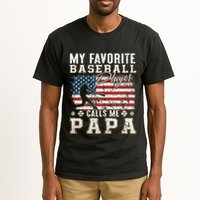 My Favorite Baseball Player Calls Me Papa American Flag Tall T-Shirt