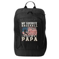 My Favorite Baseball Player Calls Me Papa American Flag City Backpack