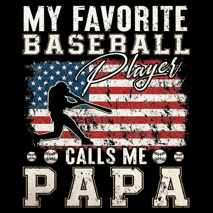My Favorite Baseball Player Calls Me Papa American Flag 7-Panel Snapback Hat