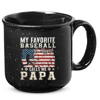 My Favorite Baseball Player Calls Me Papa American Flag 15oz Campfire Ceramic Mug