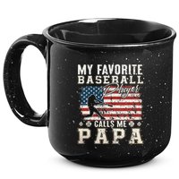 My Favorite Baseball Player Calls Me Papa American Flag 15oz Campfire Ceramic Mug
