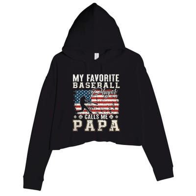 My Favorite Baseball Player Calls Me Papa American Flag Crop Fleece Hoodie