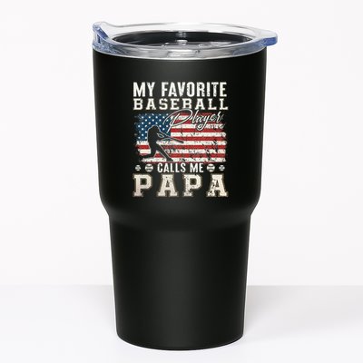 My Favorite Baseball Player Calls Me Papa American Flag Tumbler